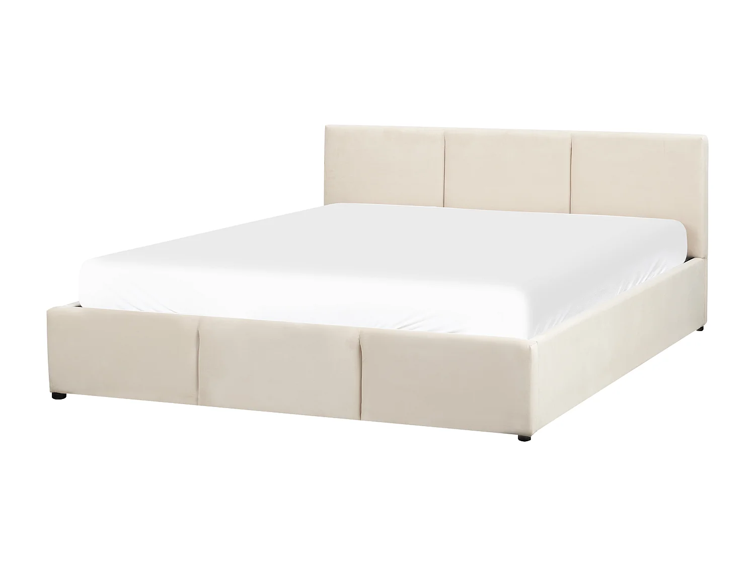 Łóżko z pojemnikiem Welur BOUSSE 160 x 200 cm Jasnobeżowy