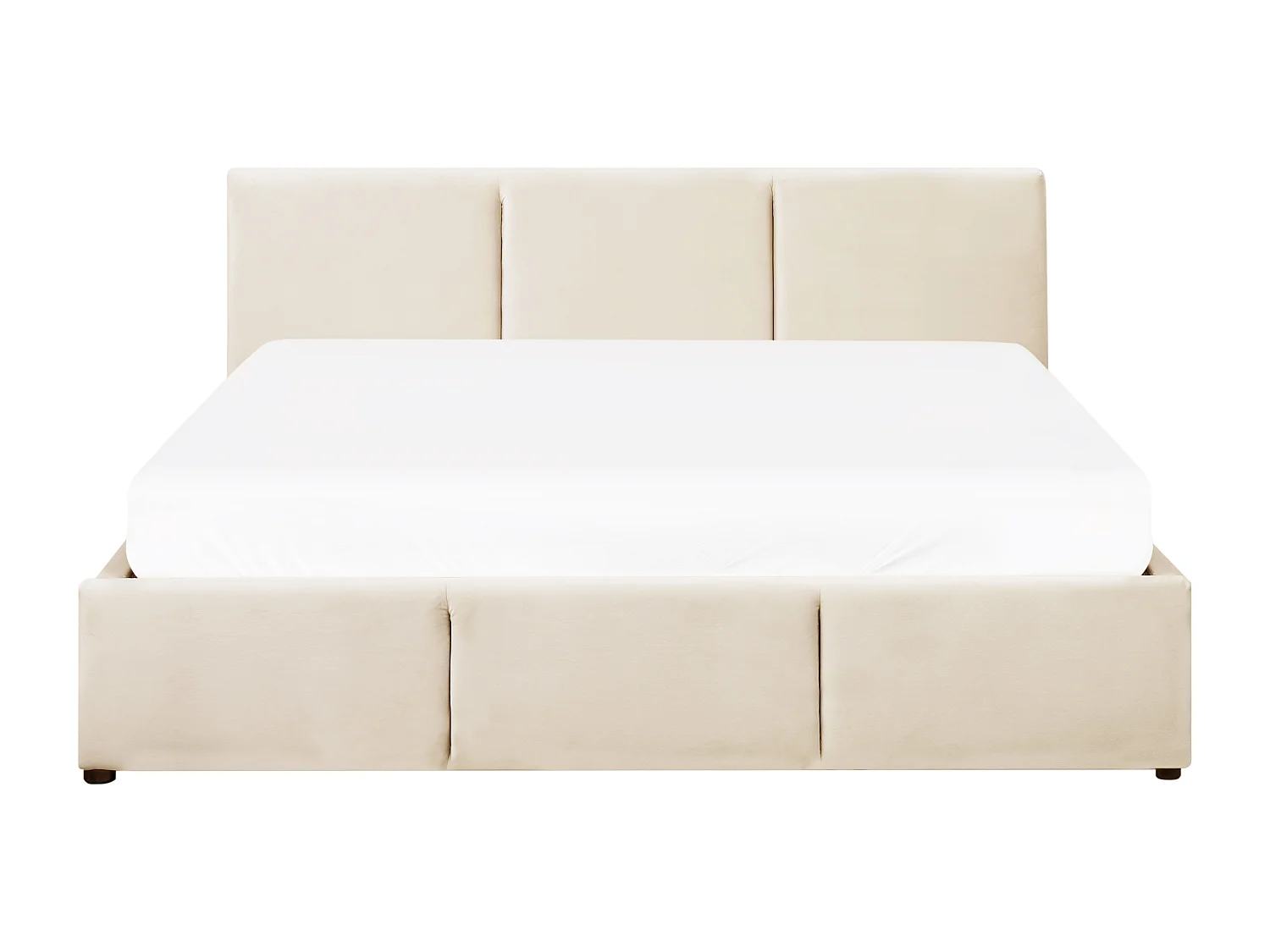 Łóżko z pojemnikiem Welur BOUSSE 160 x 200 cm Jasnobeżowy