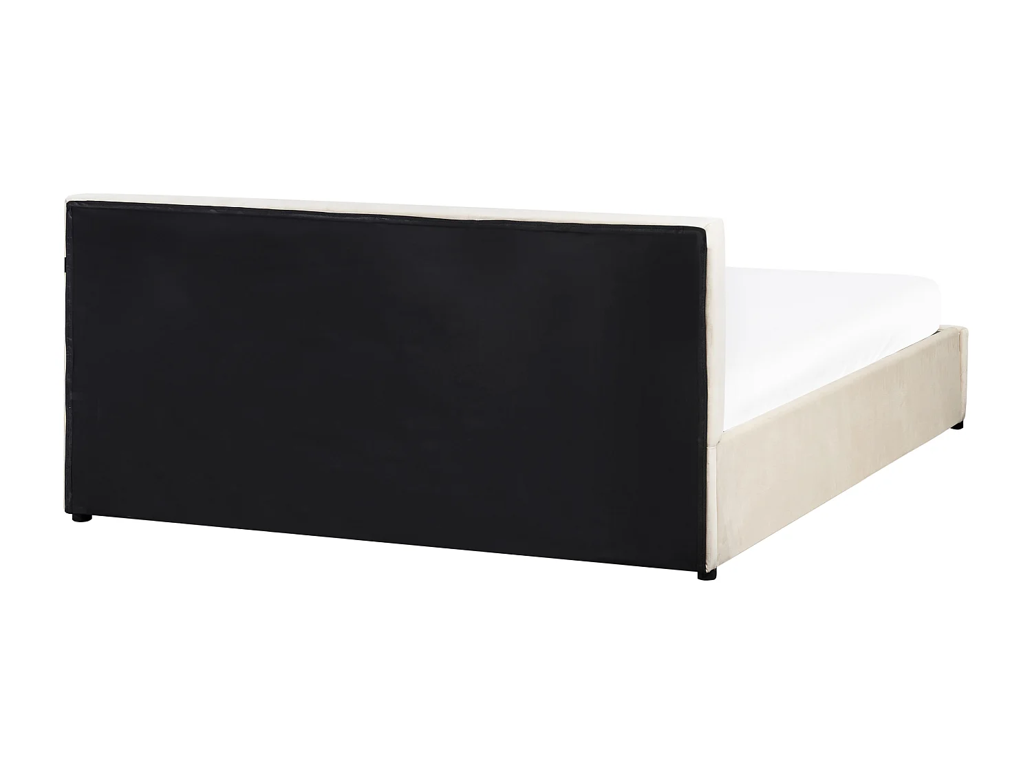 Łóżko z pojemnikiem Welur BOUSSE 160 x 200 cm Jasnobeżowy