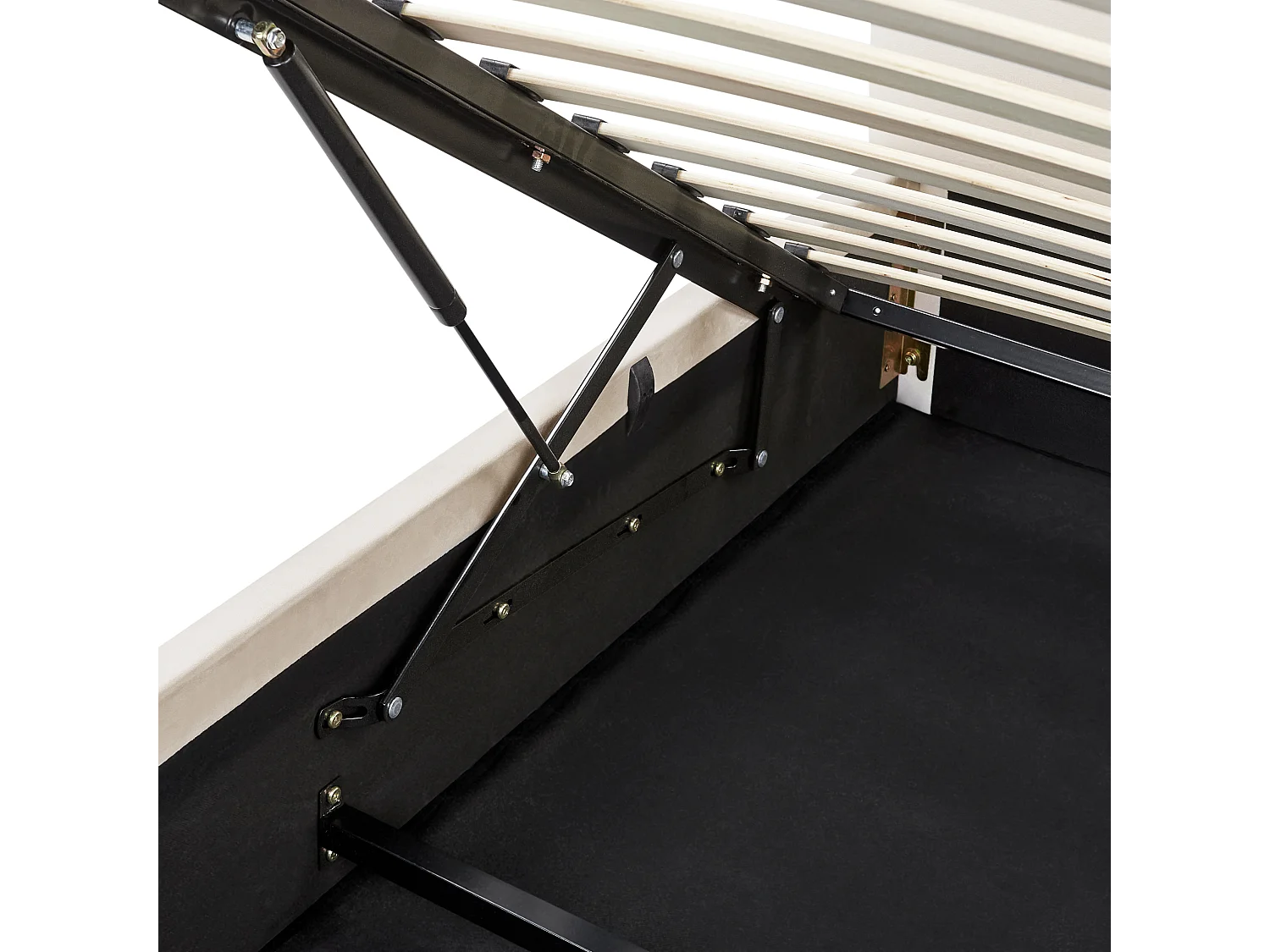 Łóżko z pojemnikiem Welur BOUSSE 160 x 200 cm Jasnobeżowy