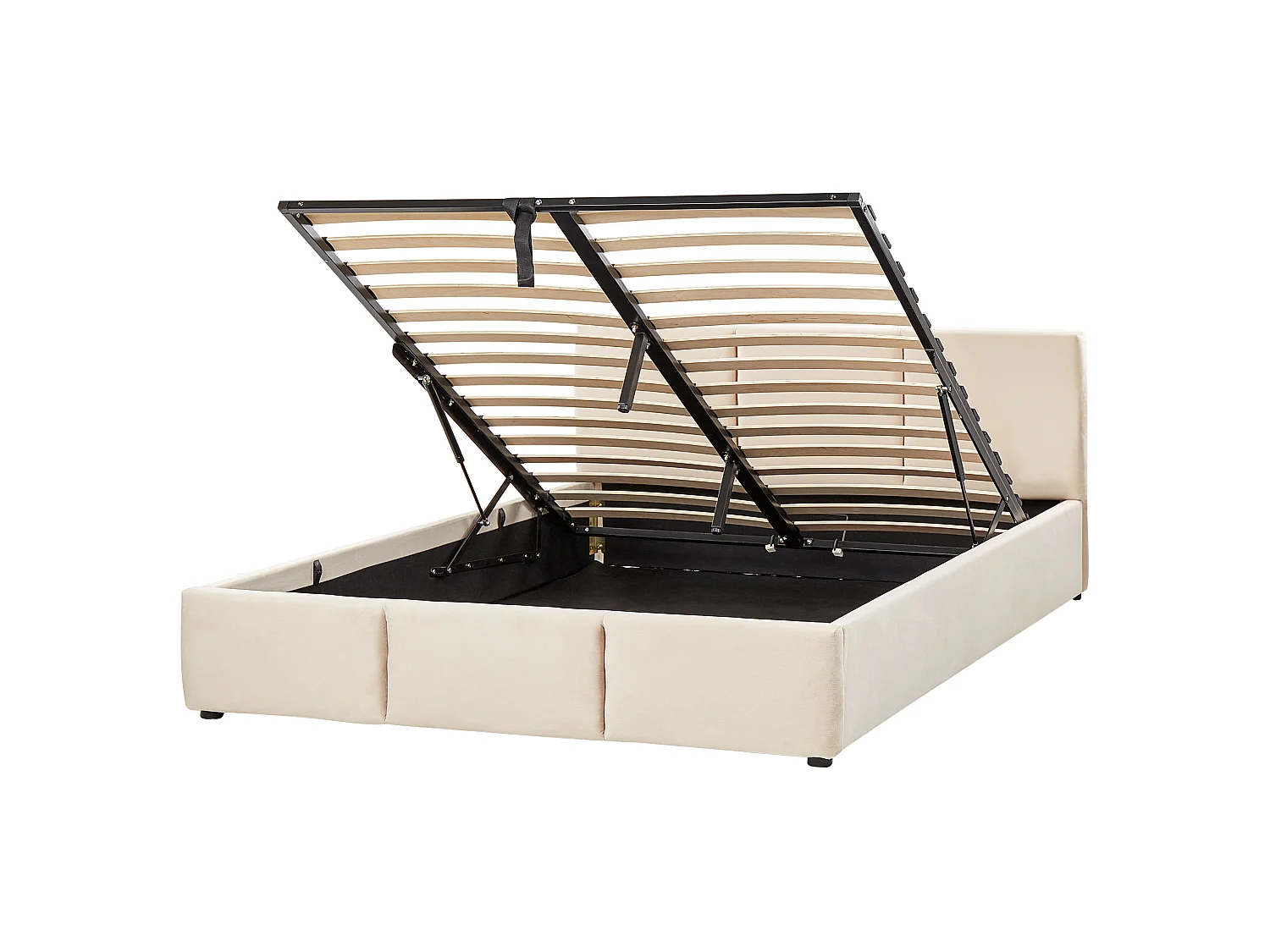 Lit ottoman Velours BOUSSE 160 x 200 cm Beige clair