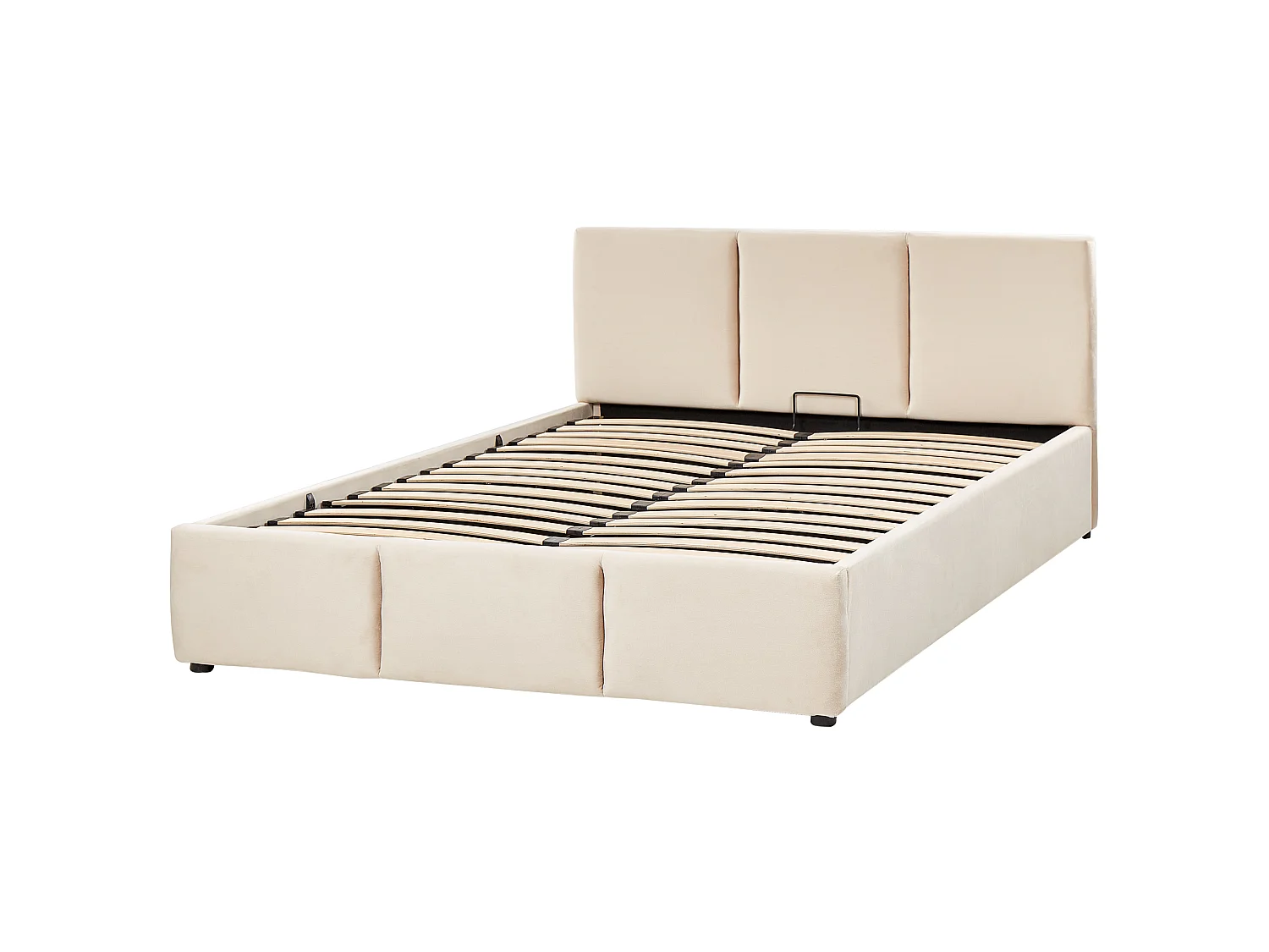 Lit ottoman Velours BOUSSE 160 x 200 cm Beige clair