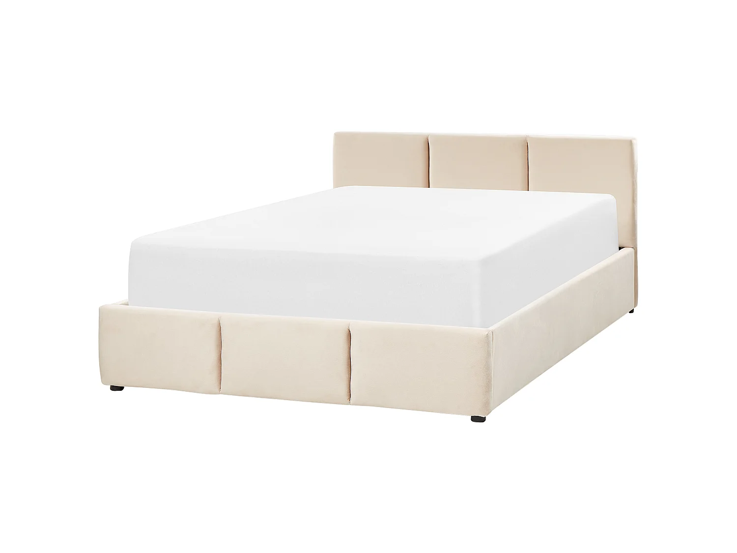Lit ottoman Velours BOUSSE 160 x 200 cm Beige clair