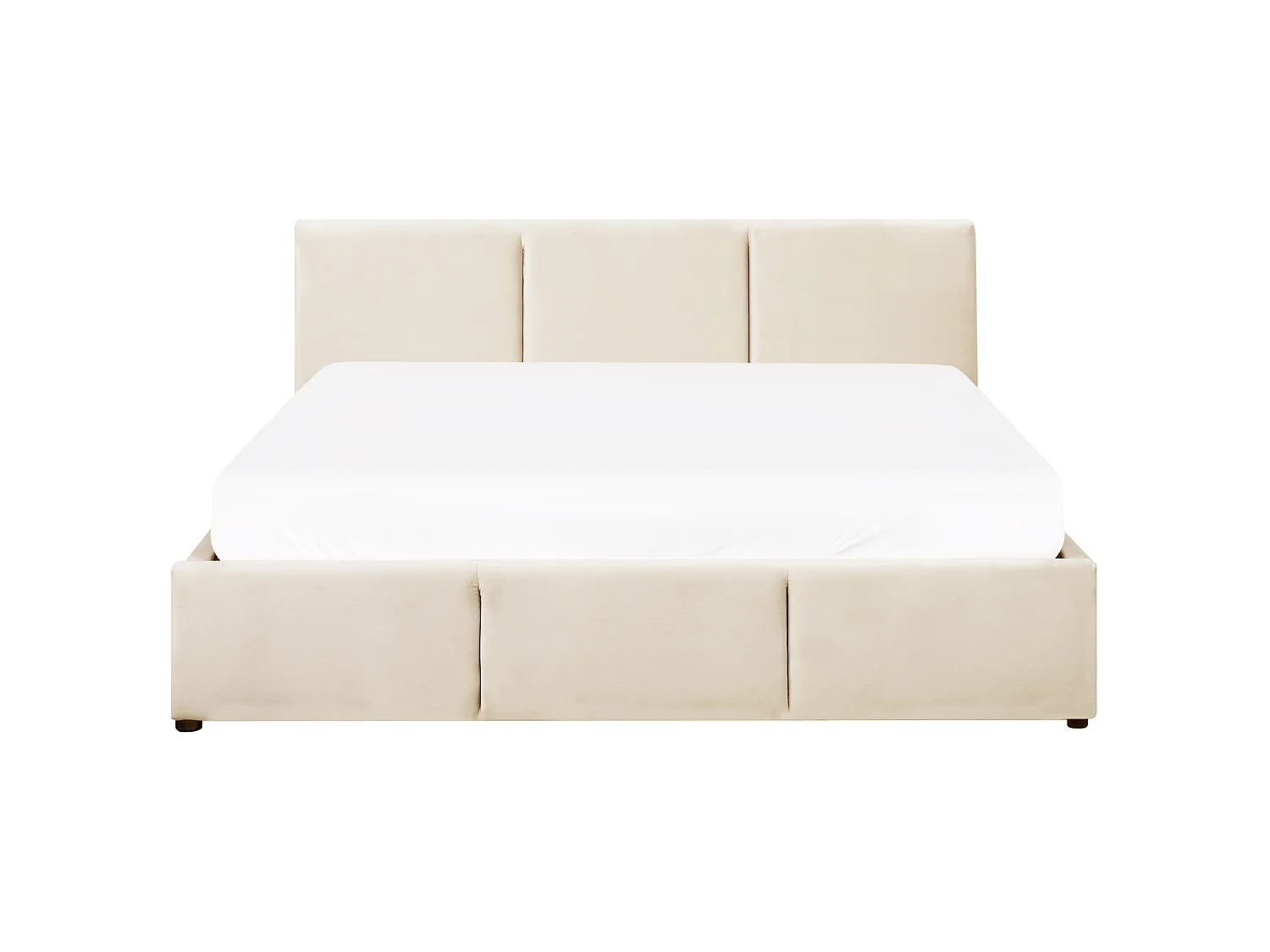 Lit ottoman Velours BOUSSE 160 x 200 cm Beige clair