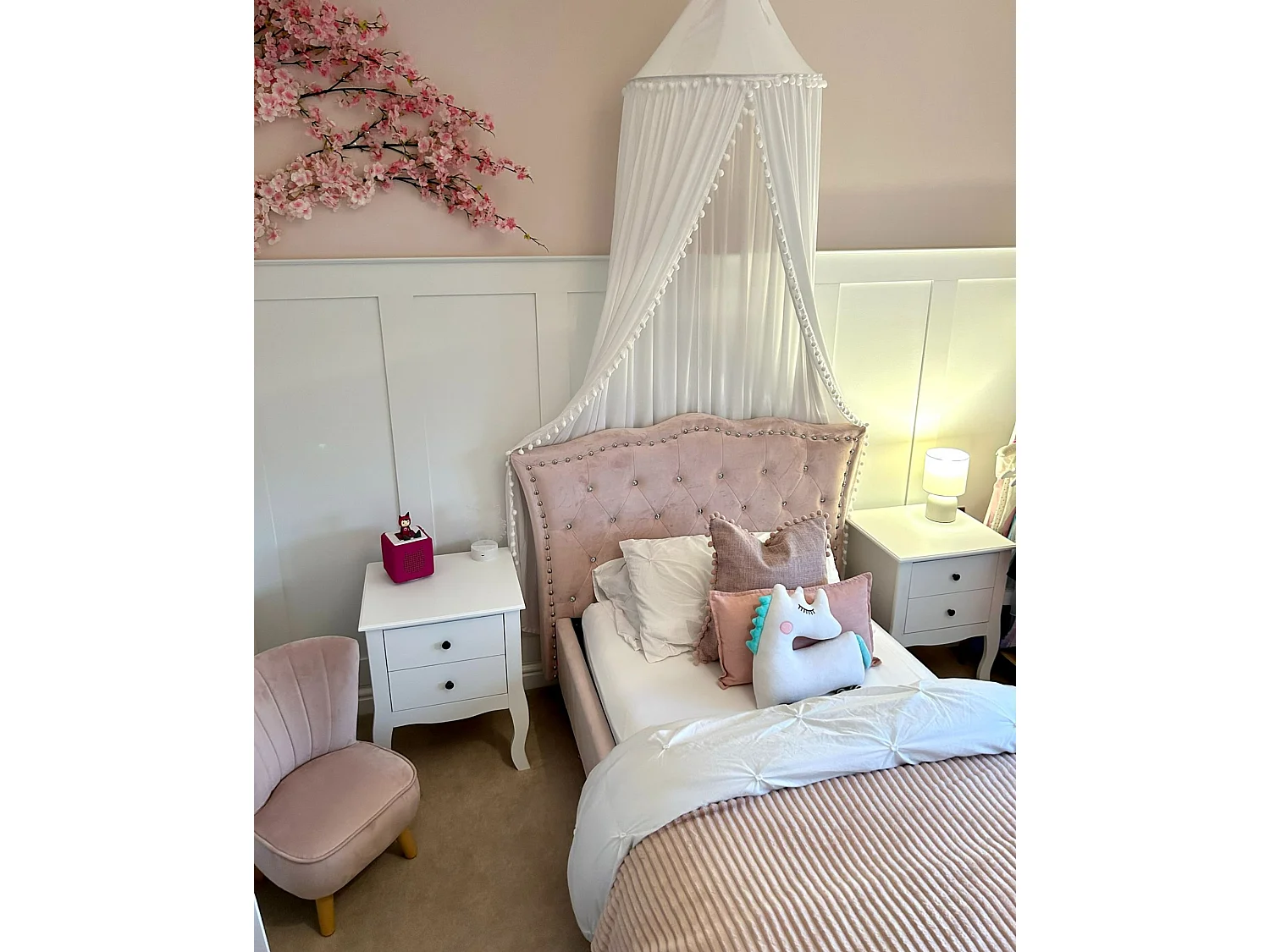 Ottoman Bed METZ Velvet Pastel Pink 90 x 200 cm (EU Single)