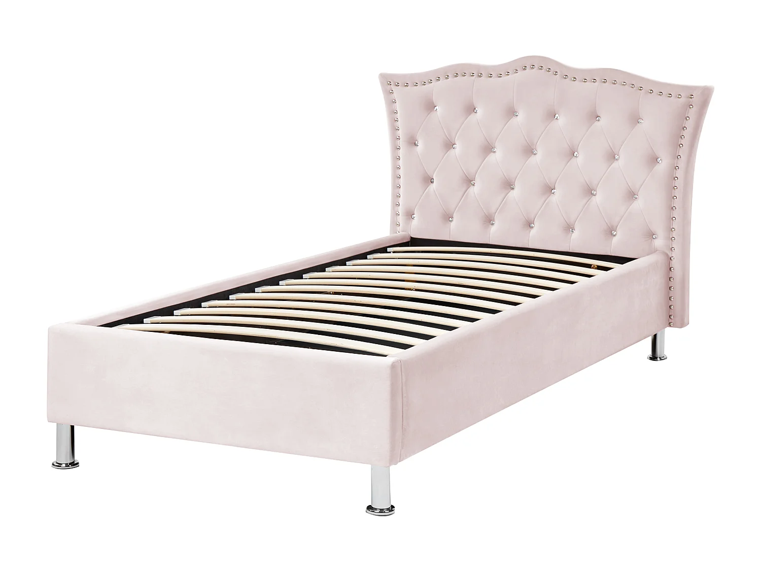 Bed met opbergruimte Fluweel METZ 90 x 200 cm Pastelroze
