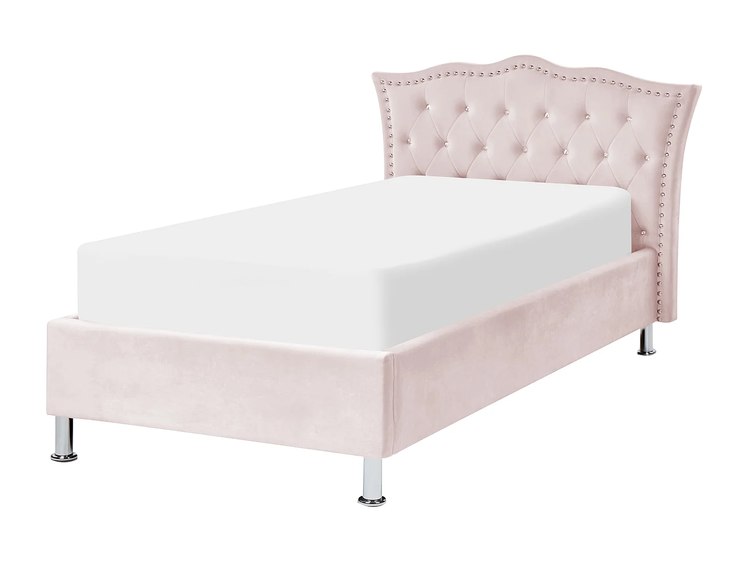 Bed met opbergruimte Fluweel METZ 90 x 200 cm Pastelroze