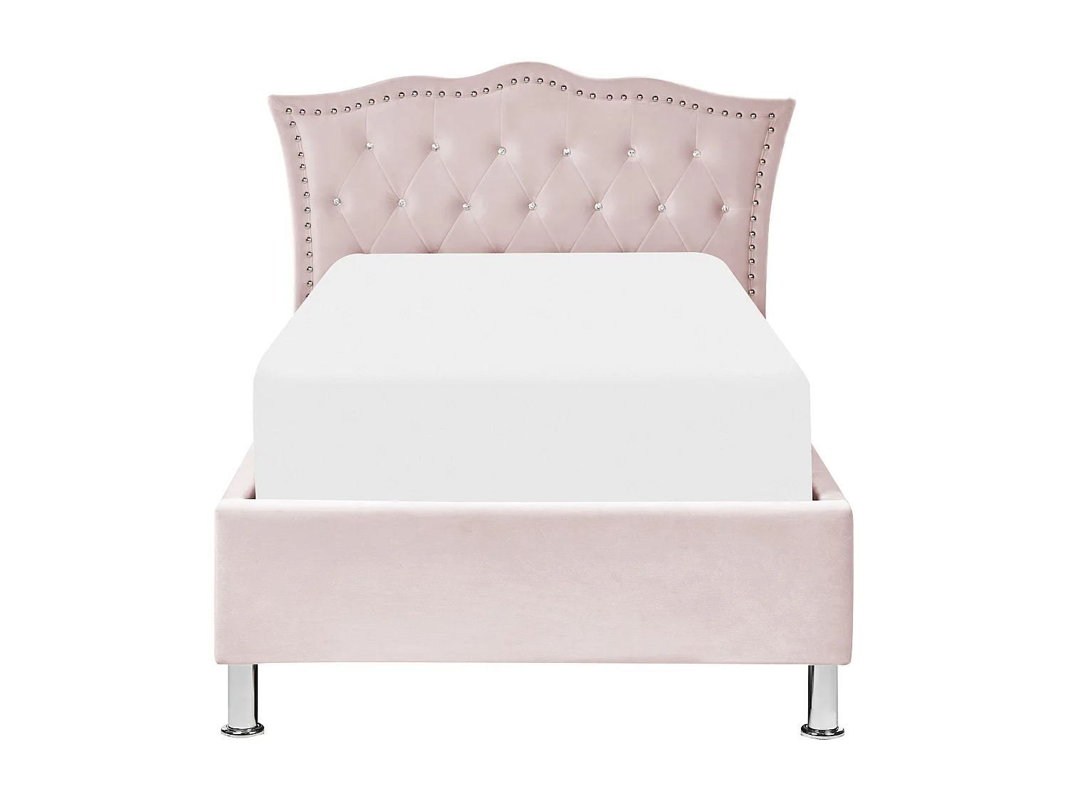 Lit simple en velours avec rangement 90 x 200 cm rose pastel METZ