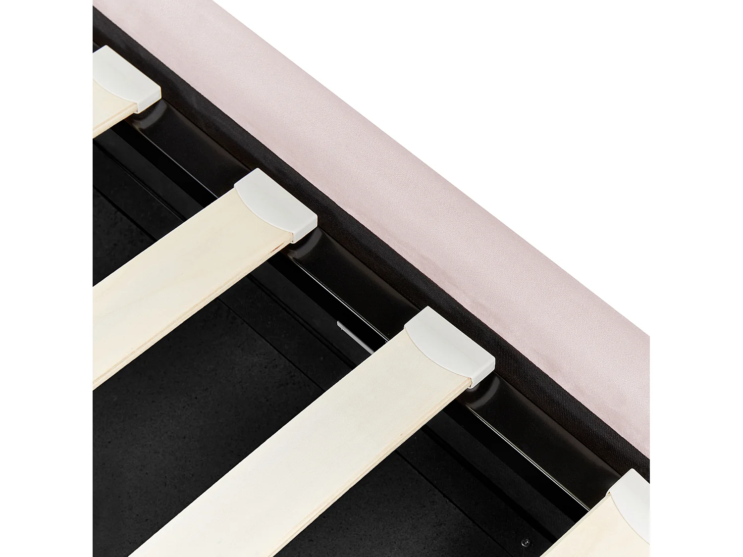 Lit simple en velours avec rangement 90 x 200 cm rose pastel METZ