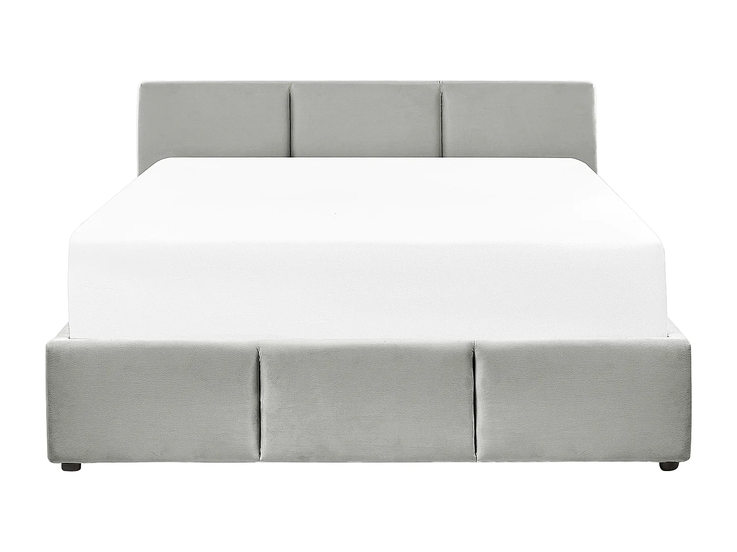 Bett Samt helles Grau mit hohem Kopfteil Lattenrost 160x200 cm Bettkasten Bousse