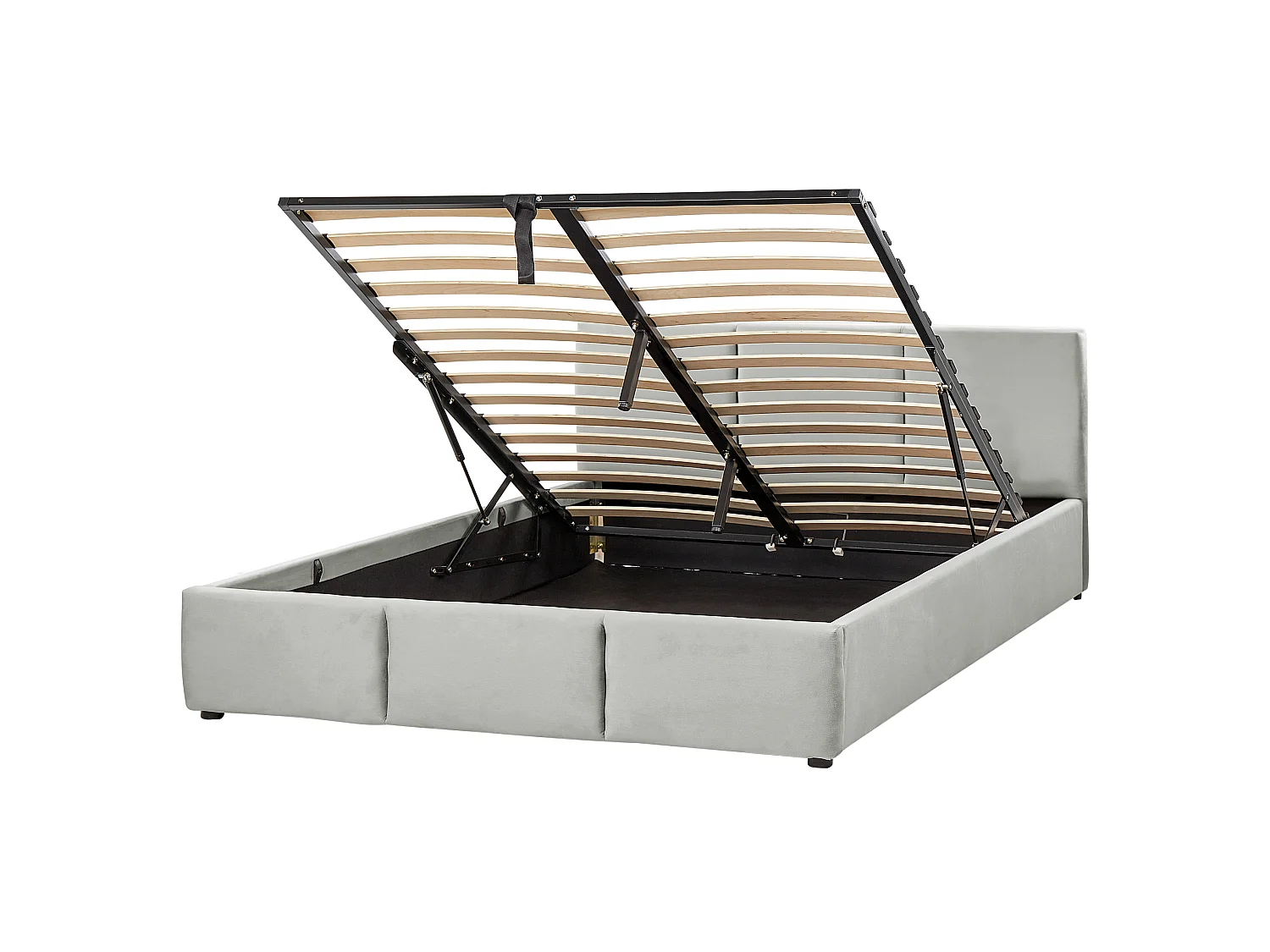 Bed met opbergruimte Fluweel BOUSSE 160 x 200 cm Lichtgrijs