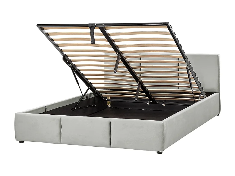 Lit ottoman Velours BOUSSE 160 x 200 cm Gris clair