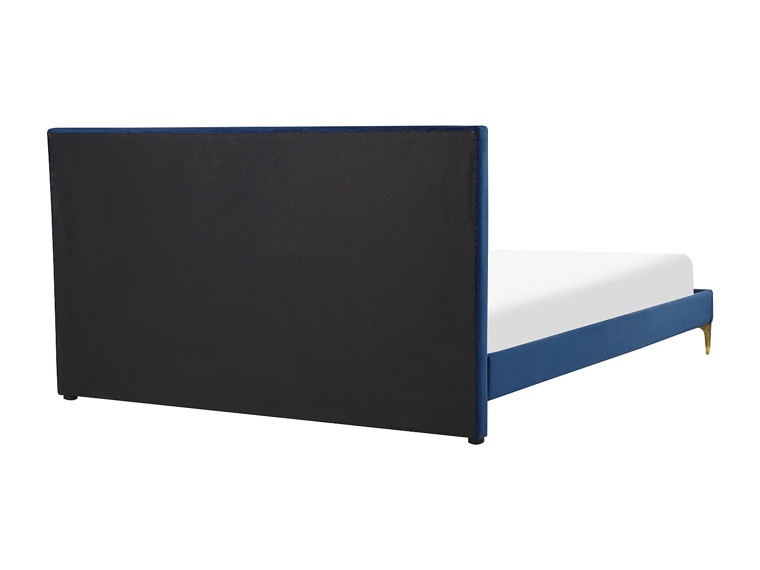 Lit avec sommier Velours LIMOUX 160 x 200 cm Bleu marine