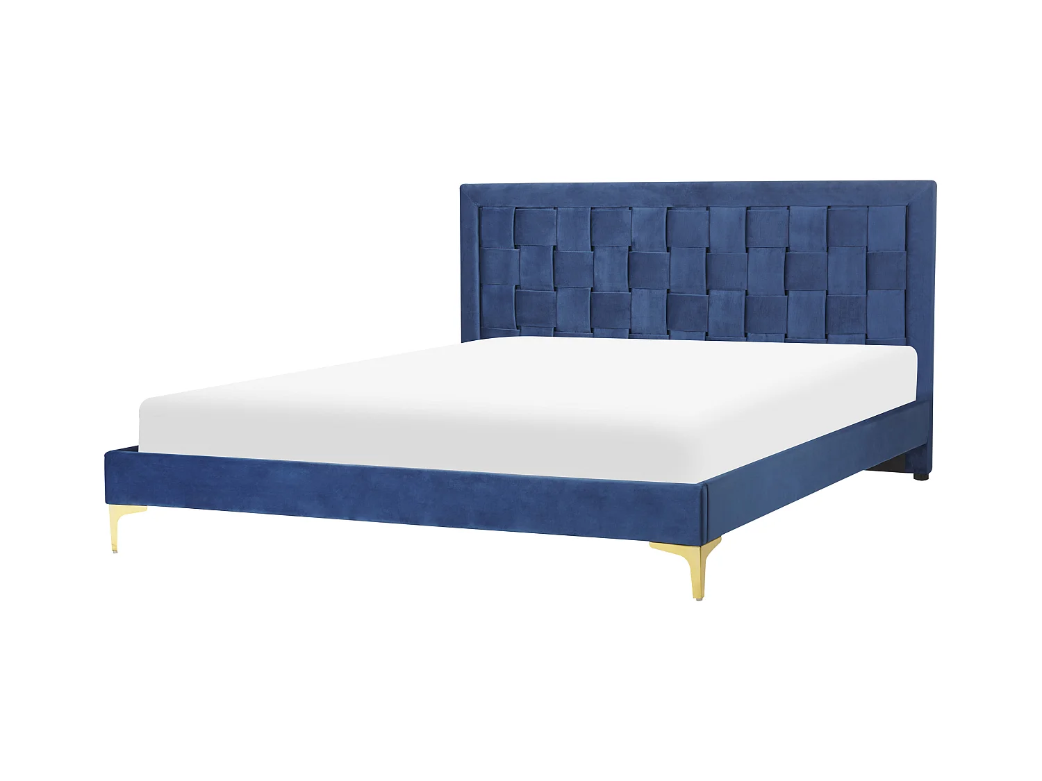 Lit avec sommier Velours LIMOUX 160 x 200 cm Bleu marine