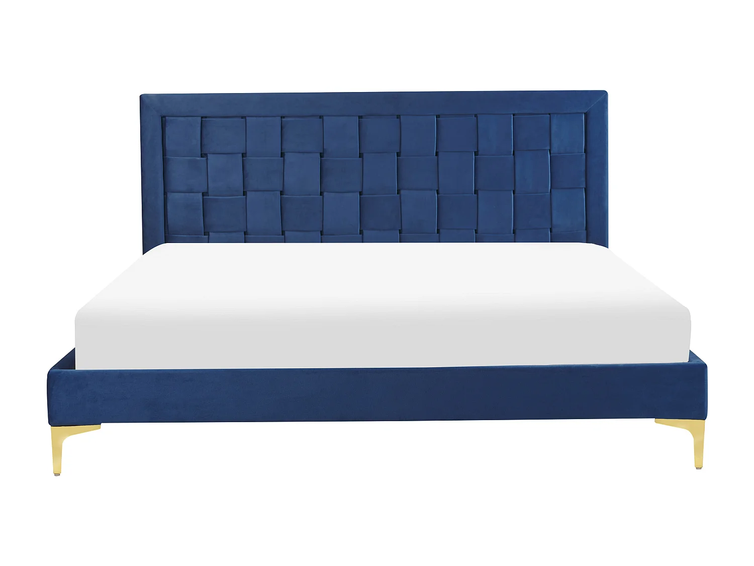 Lit avec sommier Velours LIMOUX 160 x 200 cm Bleu marine