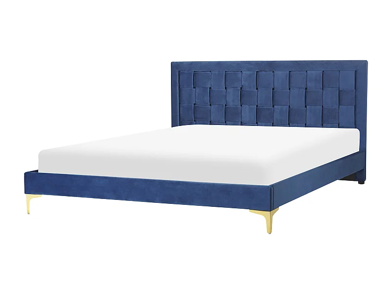 Bed Fluweel LIMOUX 160 x 200 cm Marineblauw