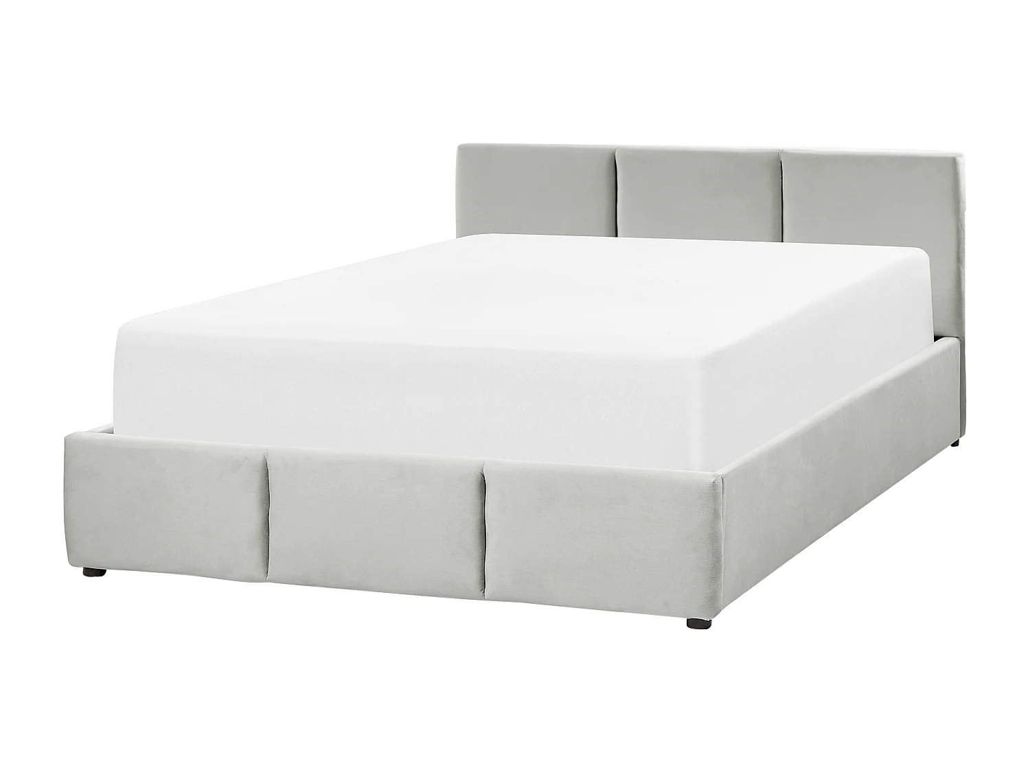 Cama con almacenaje Terciopelo BOUSSE 140 x 200 cm Gris claro