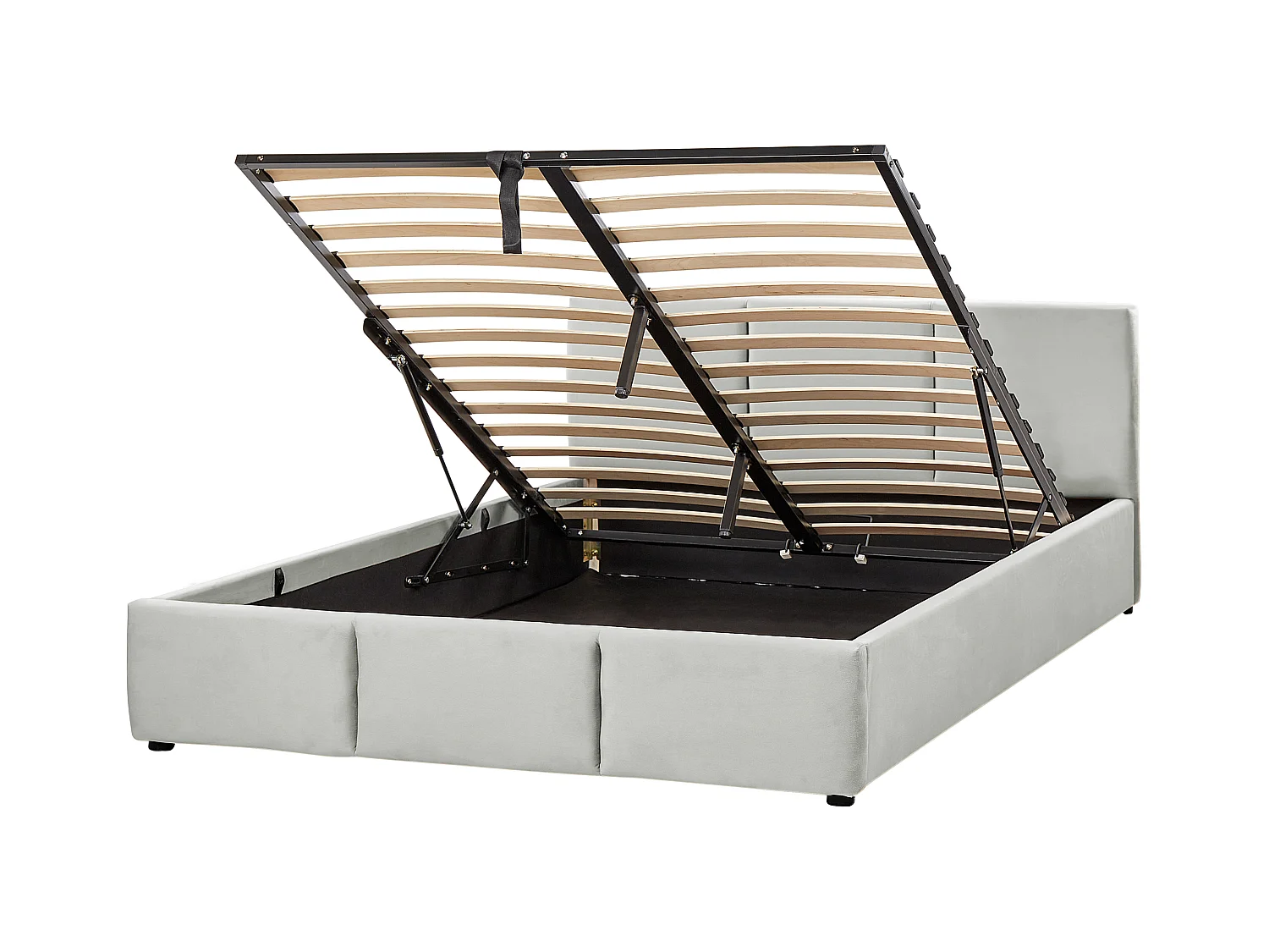Lit ottoman Velours BOUSSE 140 x 200 cm Gris clair
