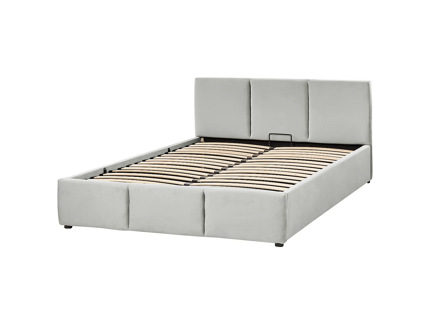 Bed met opbergruimte Fluweel BOUSSE 140 x 200 cm Lichtgrijs