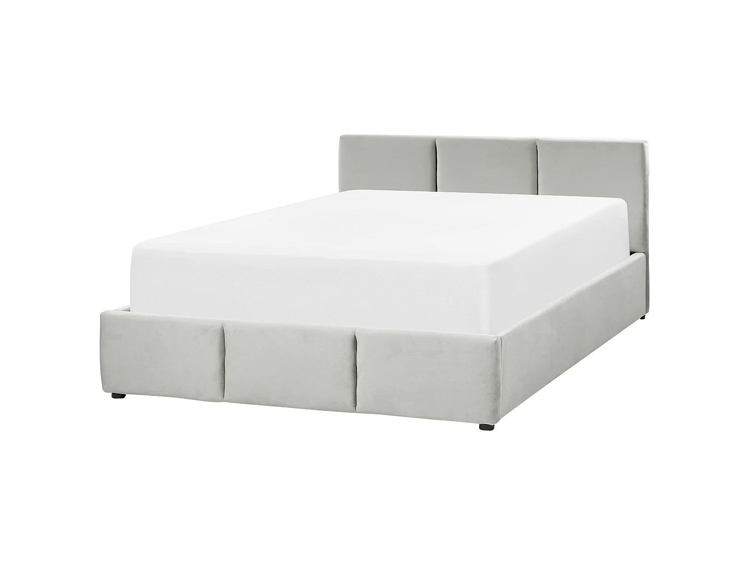 Bed met opbergruimte Fluweel BOUSSE 140 x 200 cm Lichtgrijs