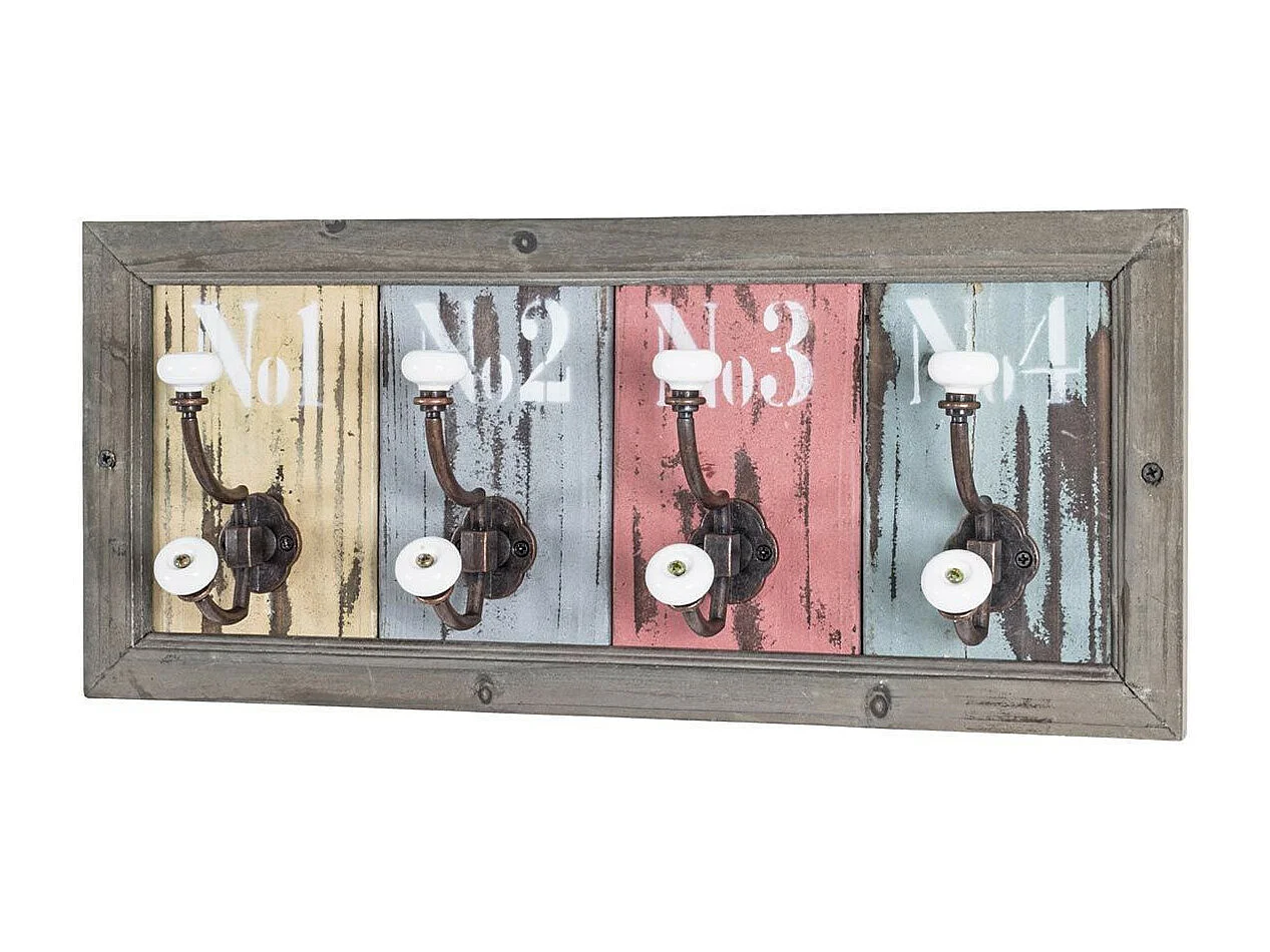 Patère Murale 4 Crochets "Optique" 48cm Multicolore