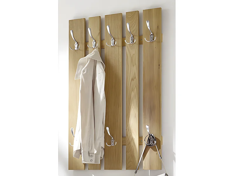Perchero de pared de diseño en madera con 8 ganchos Palet