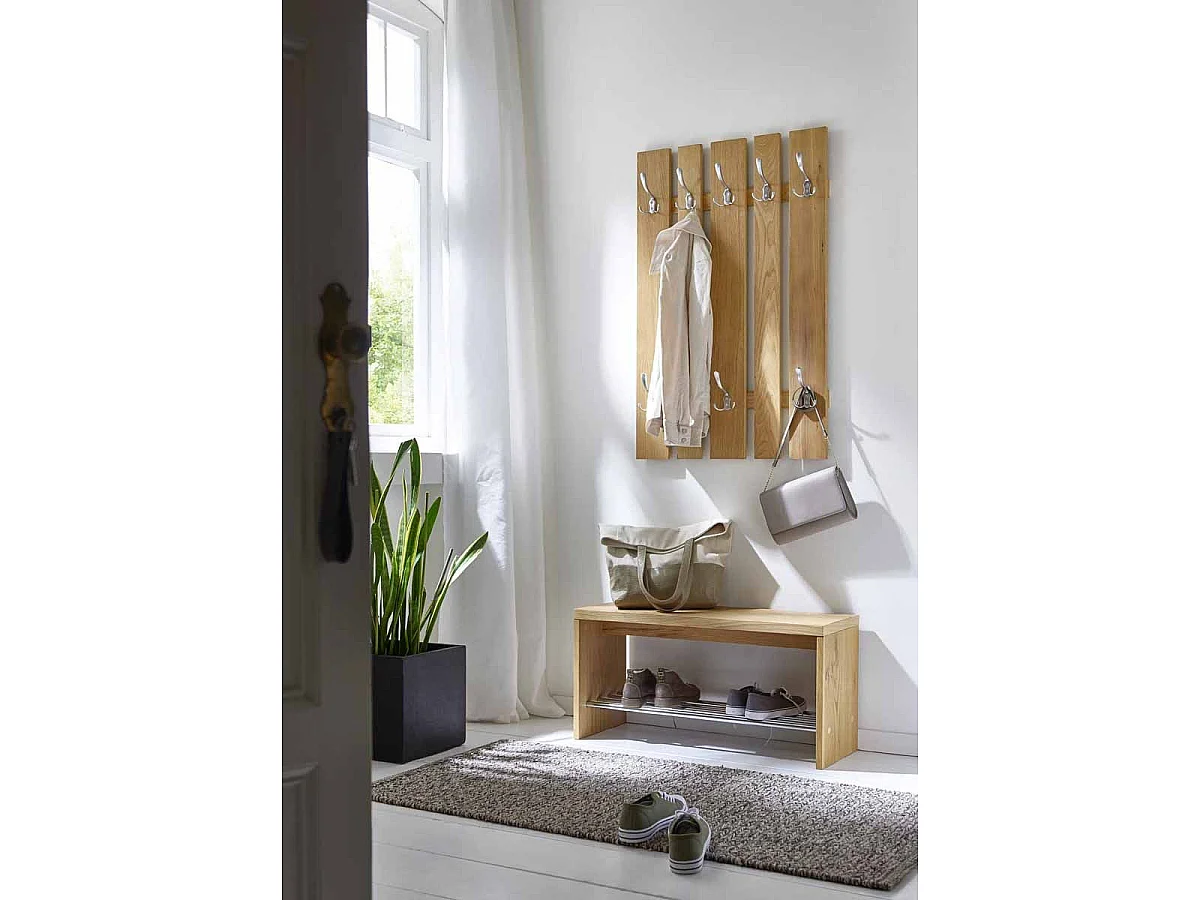 Perchero de pared de diseño en madera con 8 ganchos Palet