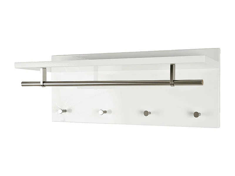 Patère Murale 4 Crochets & 1 Tringle "Laury" 75cm Blanc