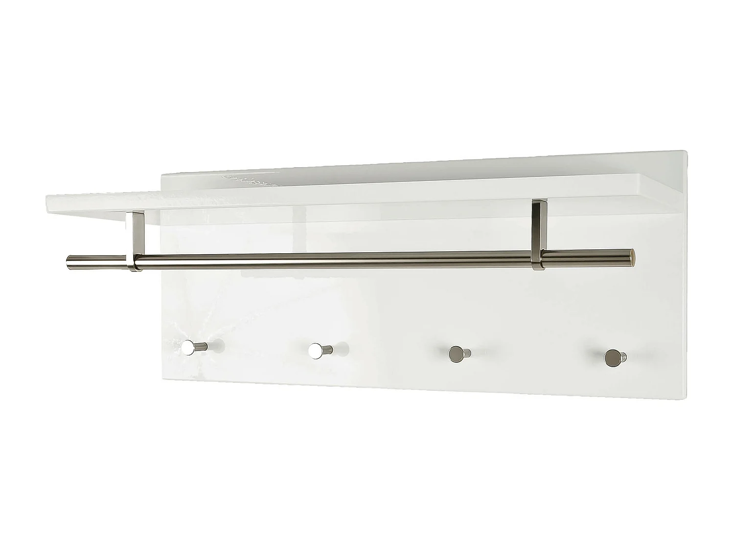 Perchero de pared de diseño blanco Mista con 4 ganchos y espacio para colgar