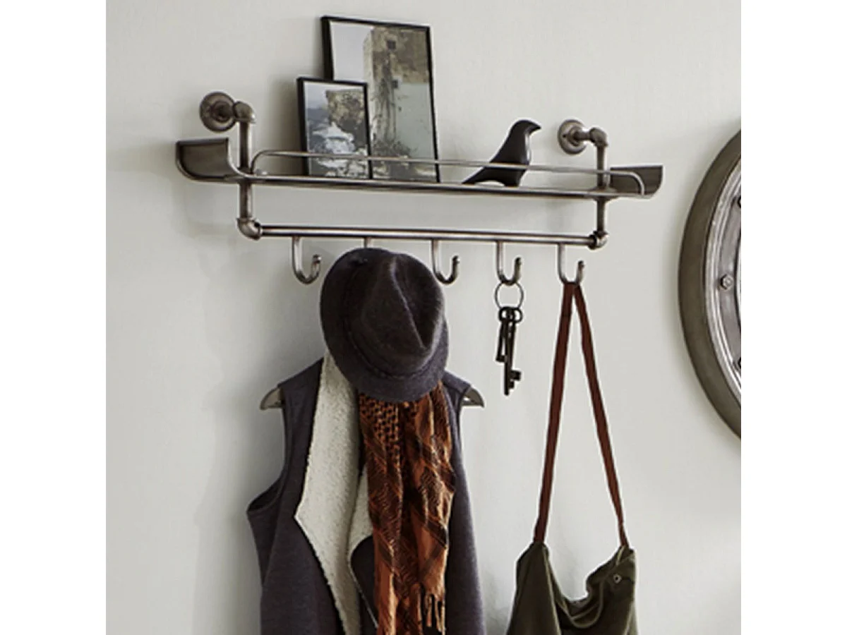 Patère Murale 5 Crochets "Vaded" 95cm Anthracite