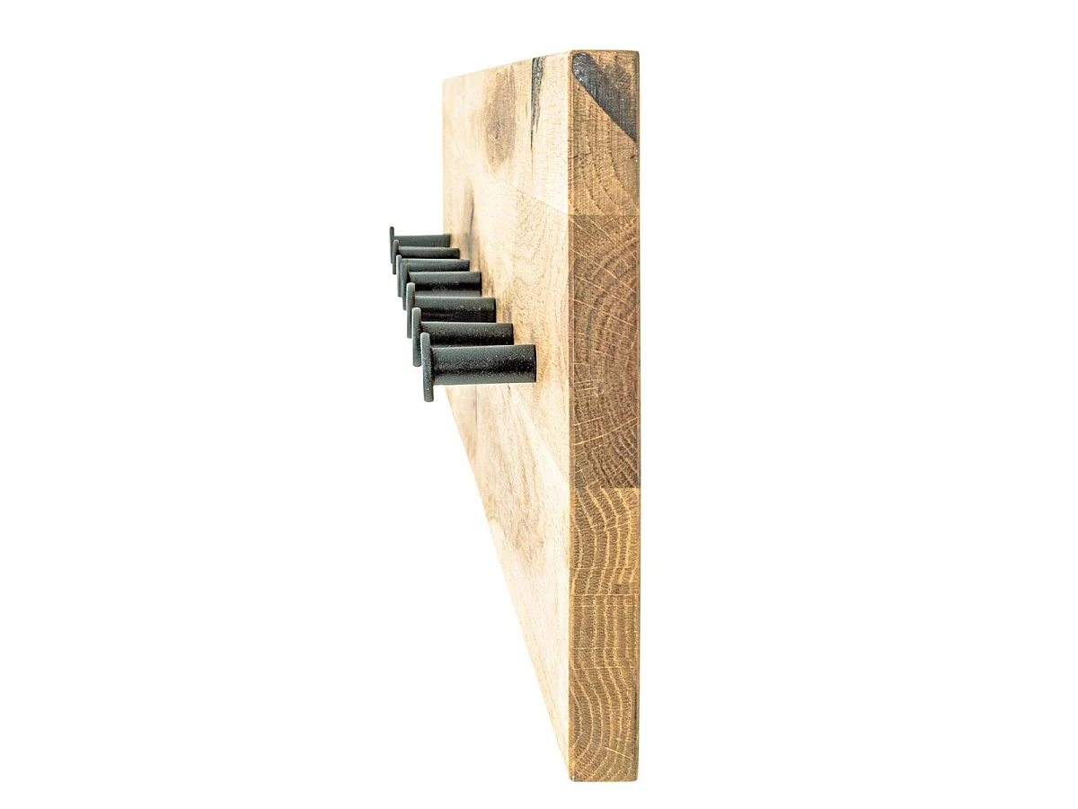 Appendiabiti da parete di design in rovere oliato e metallo nero 7 ganci Lorna