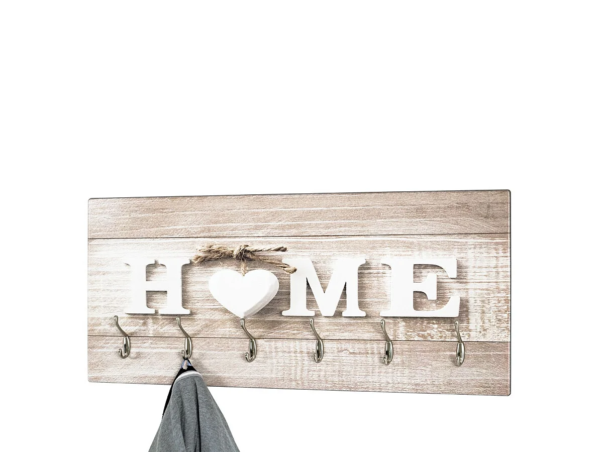 Patère Murale  6 Crochets "Home" 90cm Beige