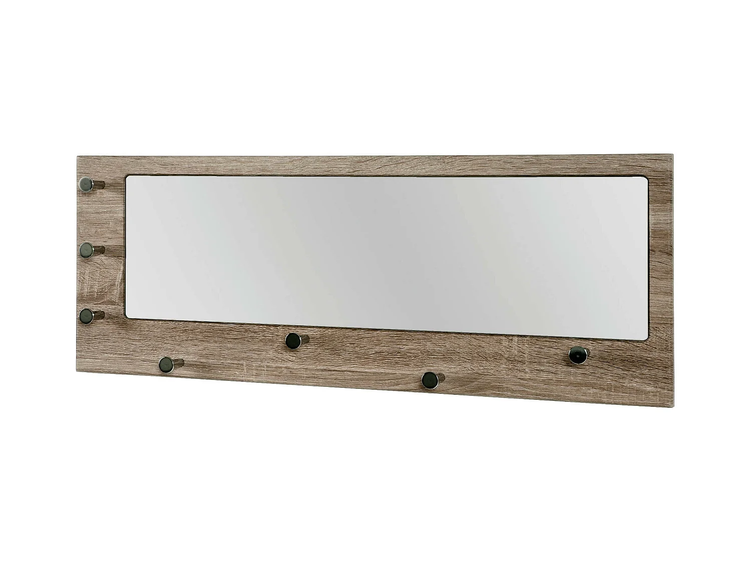 Patère Murale & Miroir "Bora" 80cm Chêne Foncé