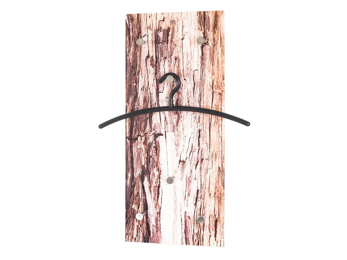 Patère Murale 6 Crochets "Écorce Bois" 70cm Naturel