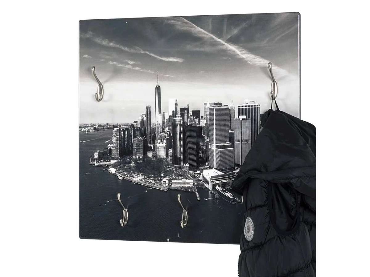 Patère Murale 5 Crochets "Skyline" 70cm Gris