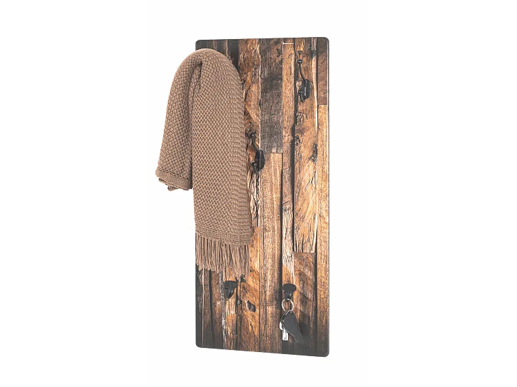 Perchero de pared de diseño efecto madera con 5 ganchos Floki