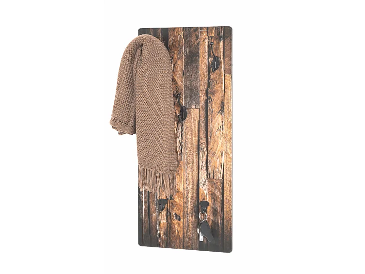 Perchero de pared de diseño efecto madera con 5 ganchos Floki