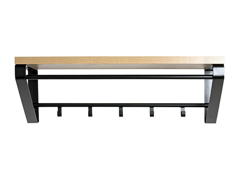 Patère Murale 5 Crochets "Eviola" 70cm Chêne & Noir