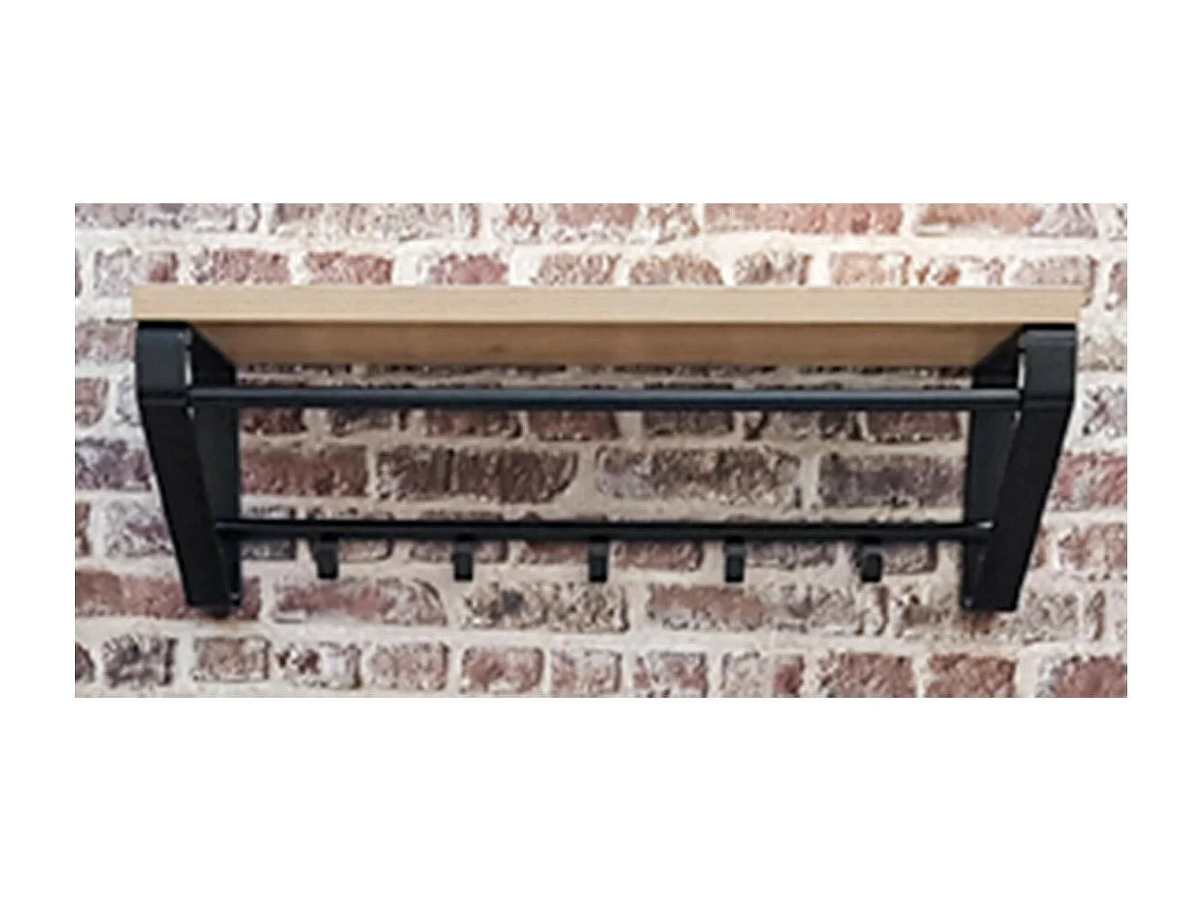 Patère Murale 5 Crochets "Eviola" 70cm Chêne & Noir