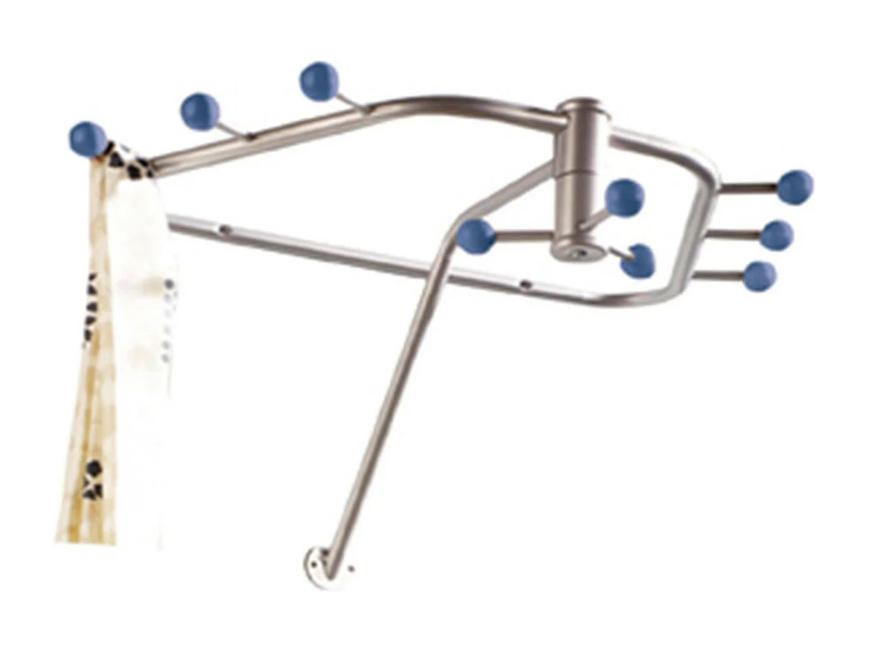 Patère Murale 9 Crochets "Acier" 67cm Argent & Bleu