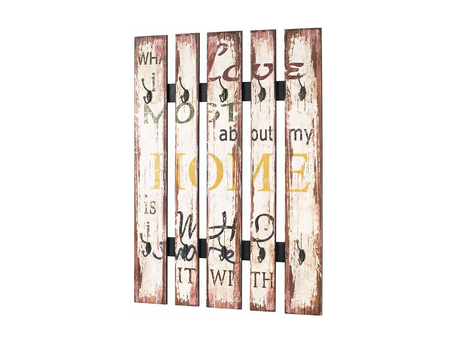 Patère Murale Vintage "Home" 100cm Beige