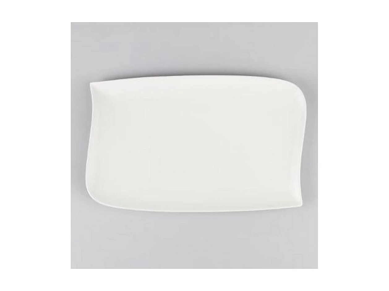 Lot de 6 Assiettes Plates Rectangulaire "Vague"  33cm Blanc