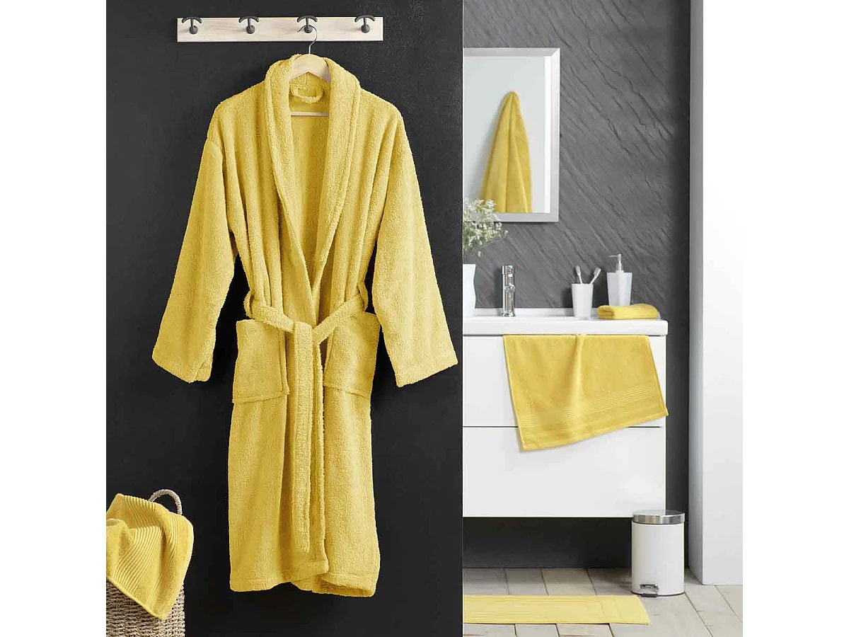 Peignoir Col Châle en Coton "Tendresse" Mimosa