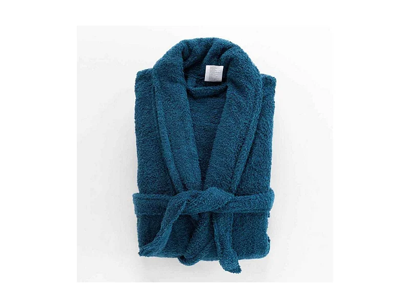 Peignoir confort en coton texture éponge  - Bleu saphir - Taille unique