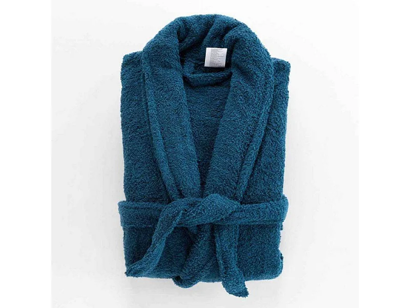 Peignoir Col Châle en Coton "Tendresse" Saphir
