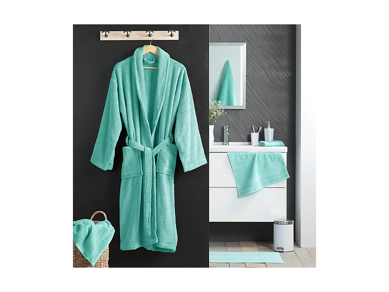 Peignoir Col Châle en Coton "Tendresse" Céladon