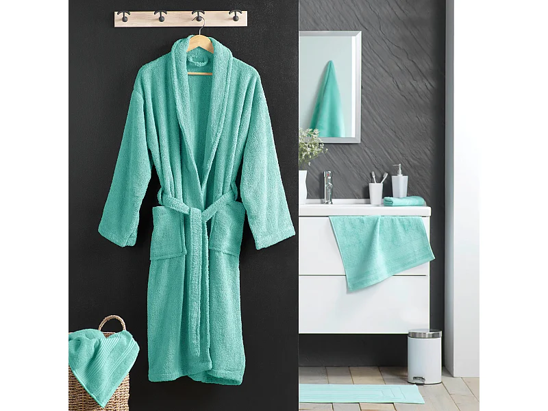 Peignoir Col Châle en Coton "Tendresse" Céladon