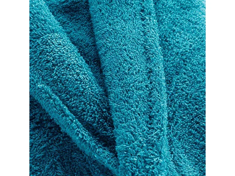 Peignoir Col Châle en Coton "Tendresse" Bleu Paon