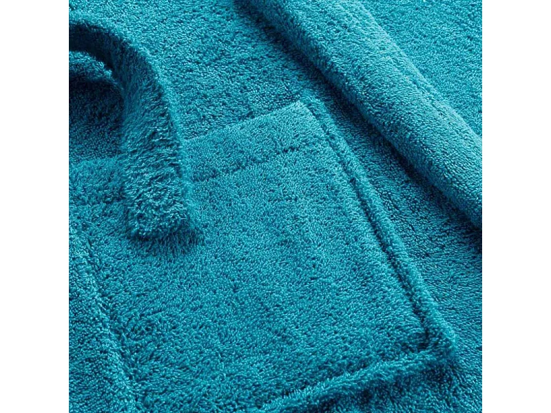 Peignoir Col Châle en Coton "Tendresse" Bleu Paon