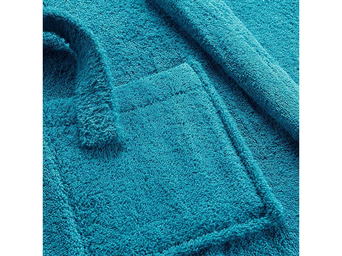 Peignoir Col Châle en Coton "Tendresse" Bleu Paon